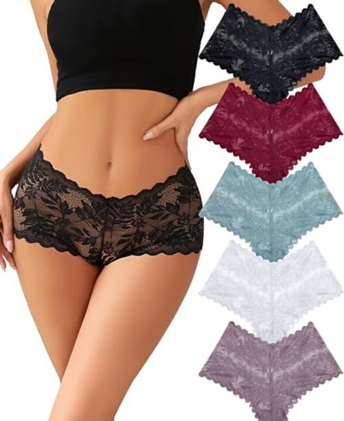 Women’s Underwear Medium A 5 Pack(black*1 White*1 Red*1 Light Blue*1 Khaki*1)