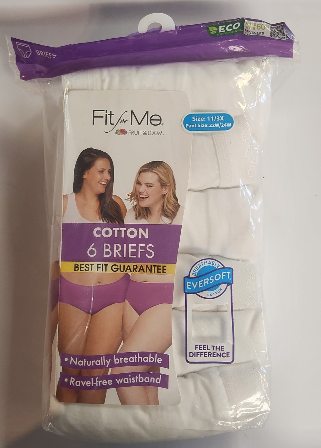 Fit For Me Women’s Sz 11/3XL Briefs Panties Underwear 6 Pack Cotton