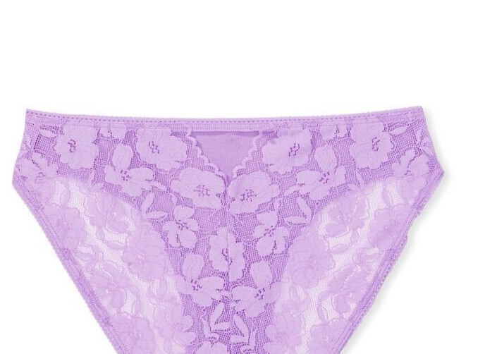 XXL Lilac LT Purple Victorias Secret FULL Back Floral Lace Keyhole Bikini Panty