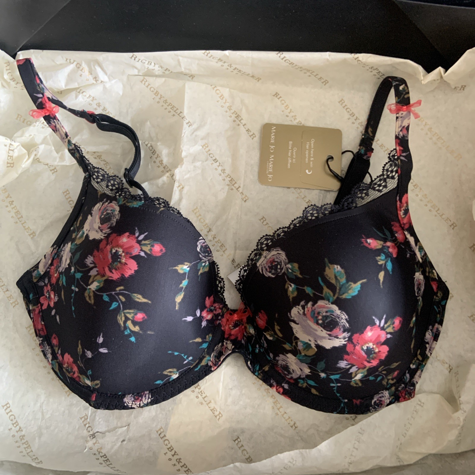 Rigby and Peller exquisite black Lace Lingerie Set Large Bnwt