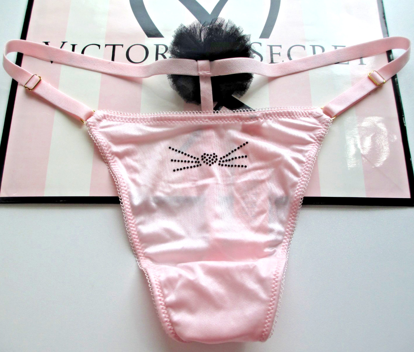 VICTORIA’S SECRET VERY SEXY V-String Thong Panty M L Angel Pink NWT Black VS