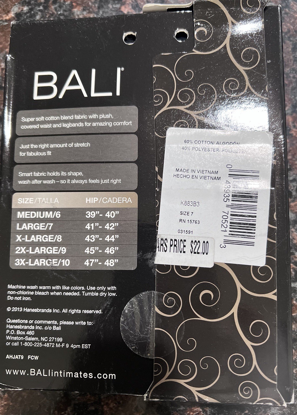 Bali 2pack-Confort Luxe Hi-cut Panties Colors Assorted Sz7/L- 8pc