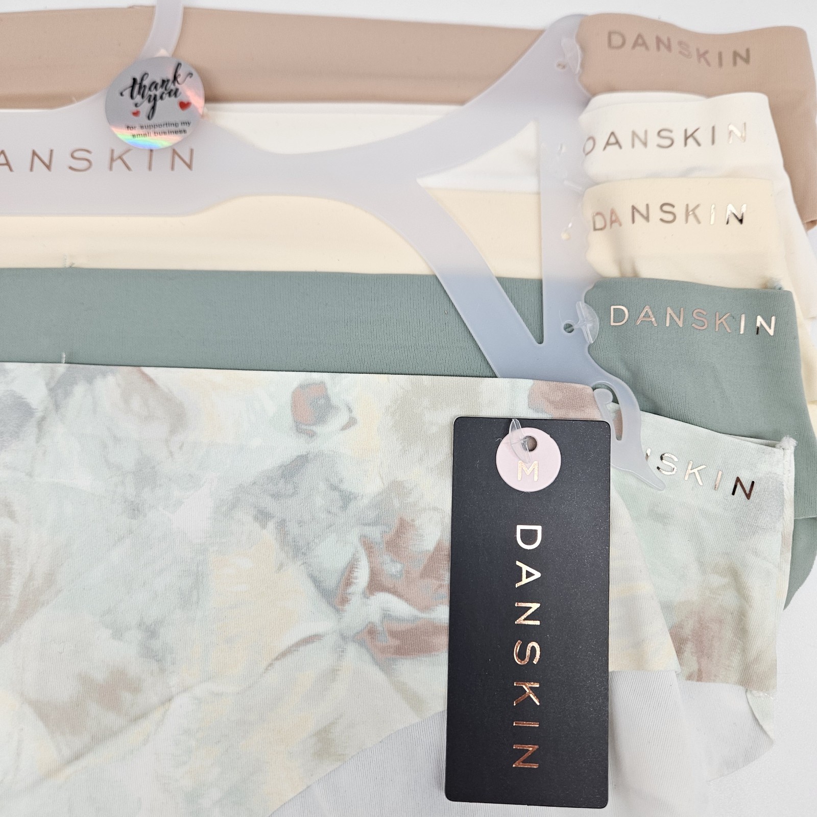 DANSKIN 5 Pack Women’s Medium Logo No Show Microfiber Panties Beige Cream Green