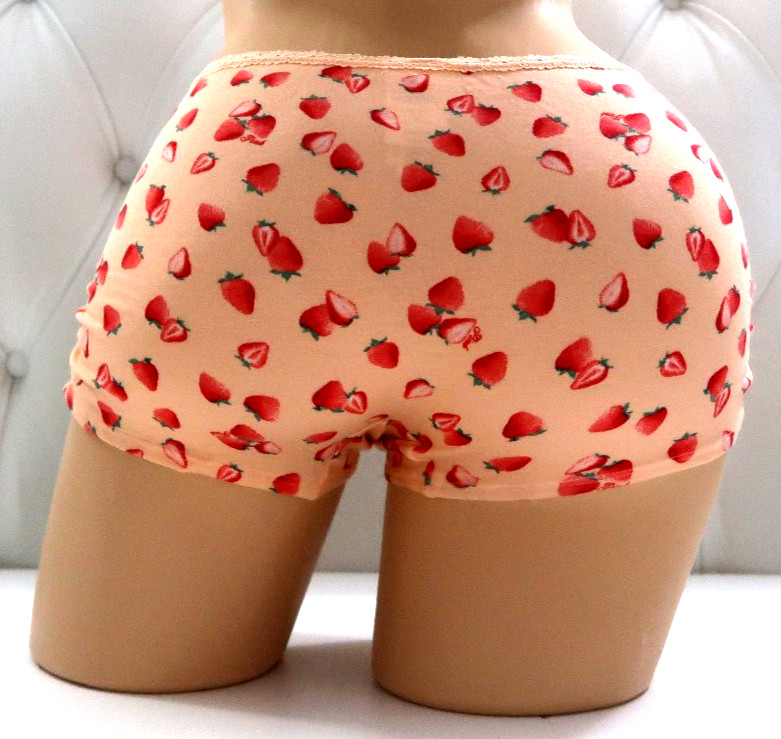 Victoria’s Secret Pink Cotton Dorm Boyshort Panty Peach Strawberry M L XL XXL