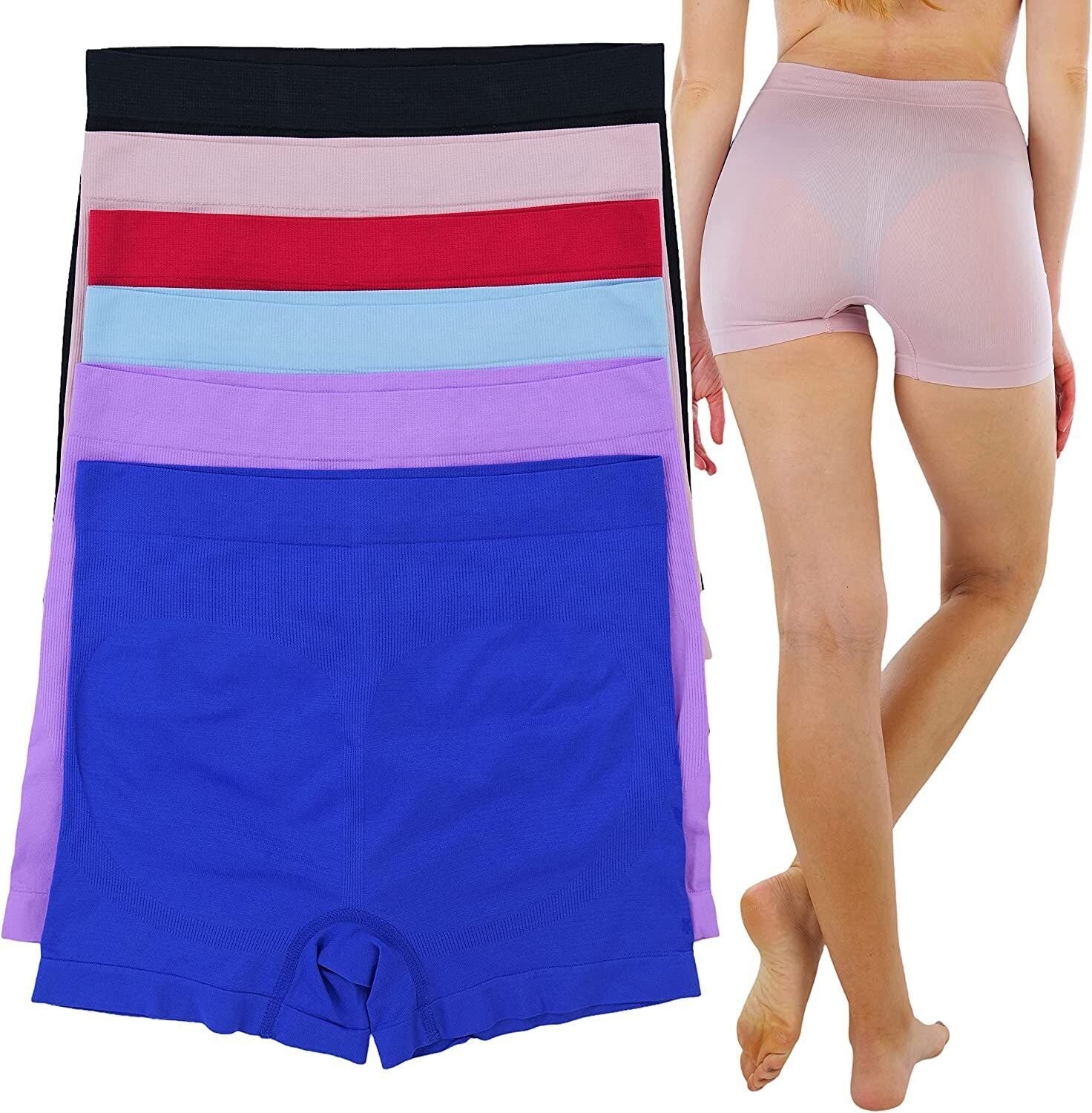 ToBeInStyle Women’s Pack of 6 Control Shaping Cheeky Seamless Boyshort Underwear