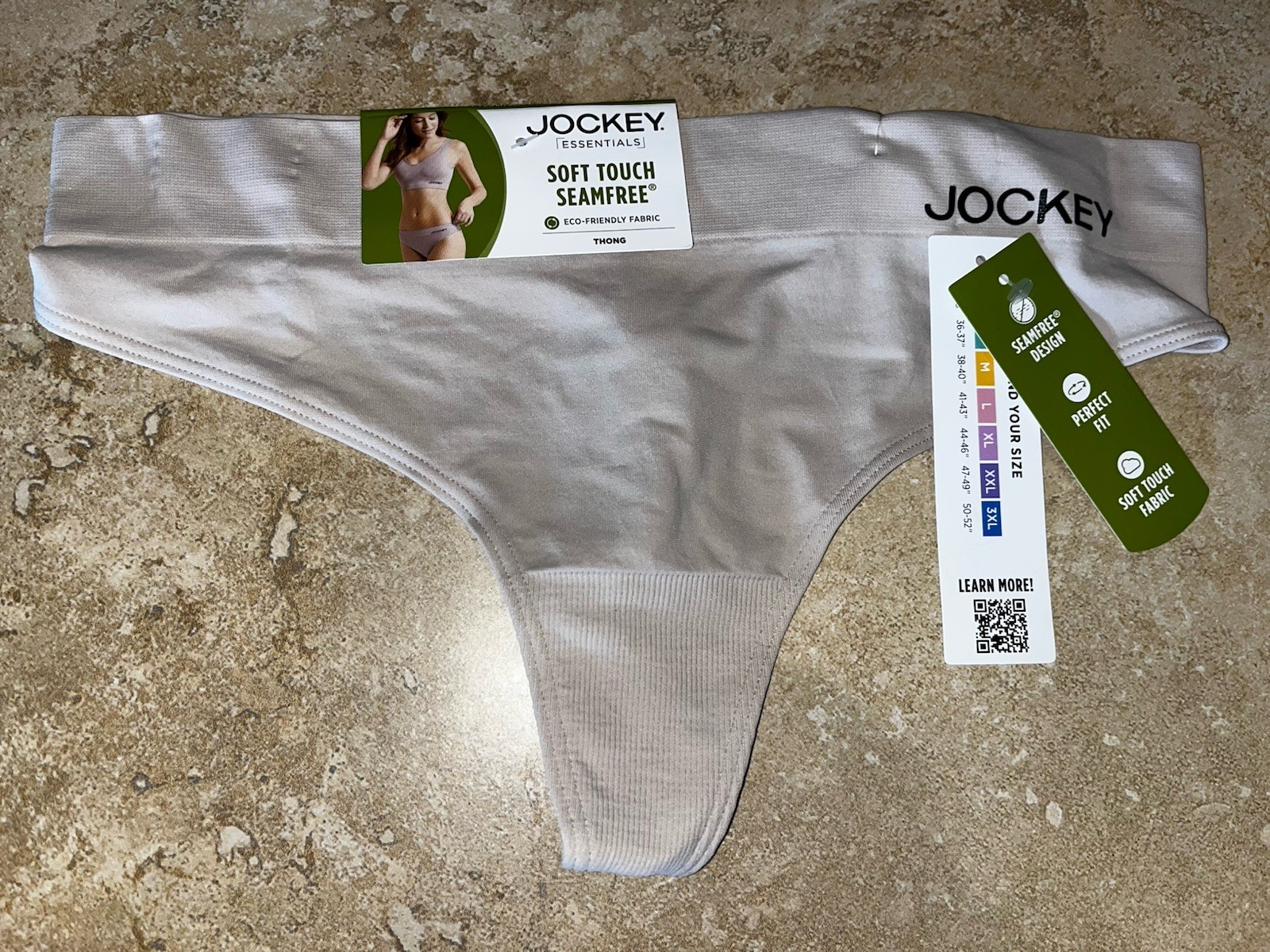 New JOCKEY Beige Nude Essentials Soft Touch Eco Seamfree Thong Panty Medium