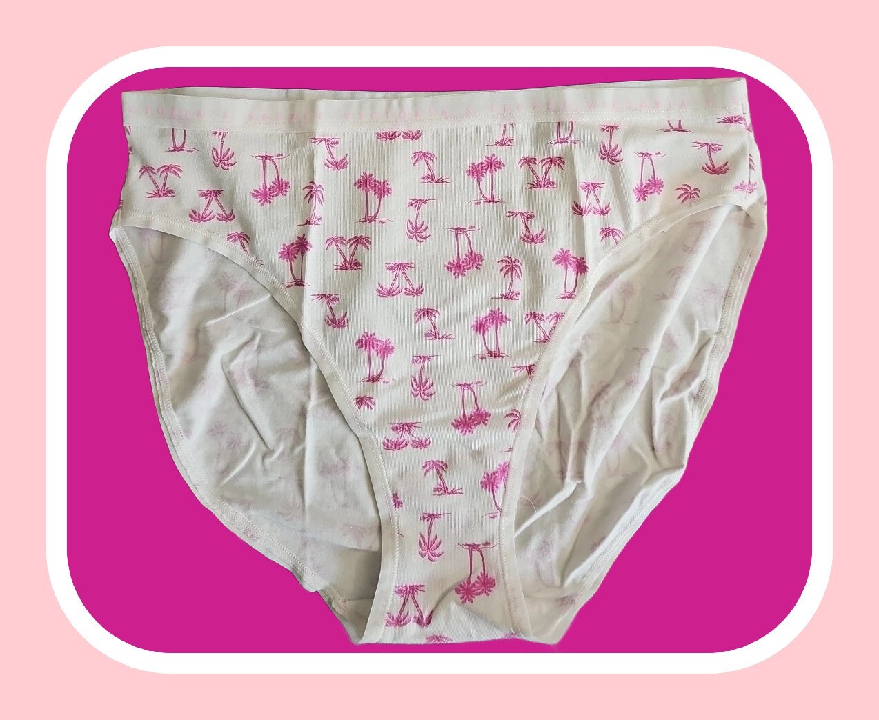 S M L XL XXL Pink Palm Tree Cotton Victorias Secret HighLeg Waist Brief Pantie