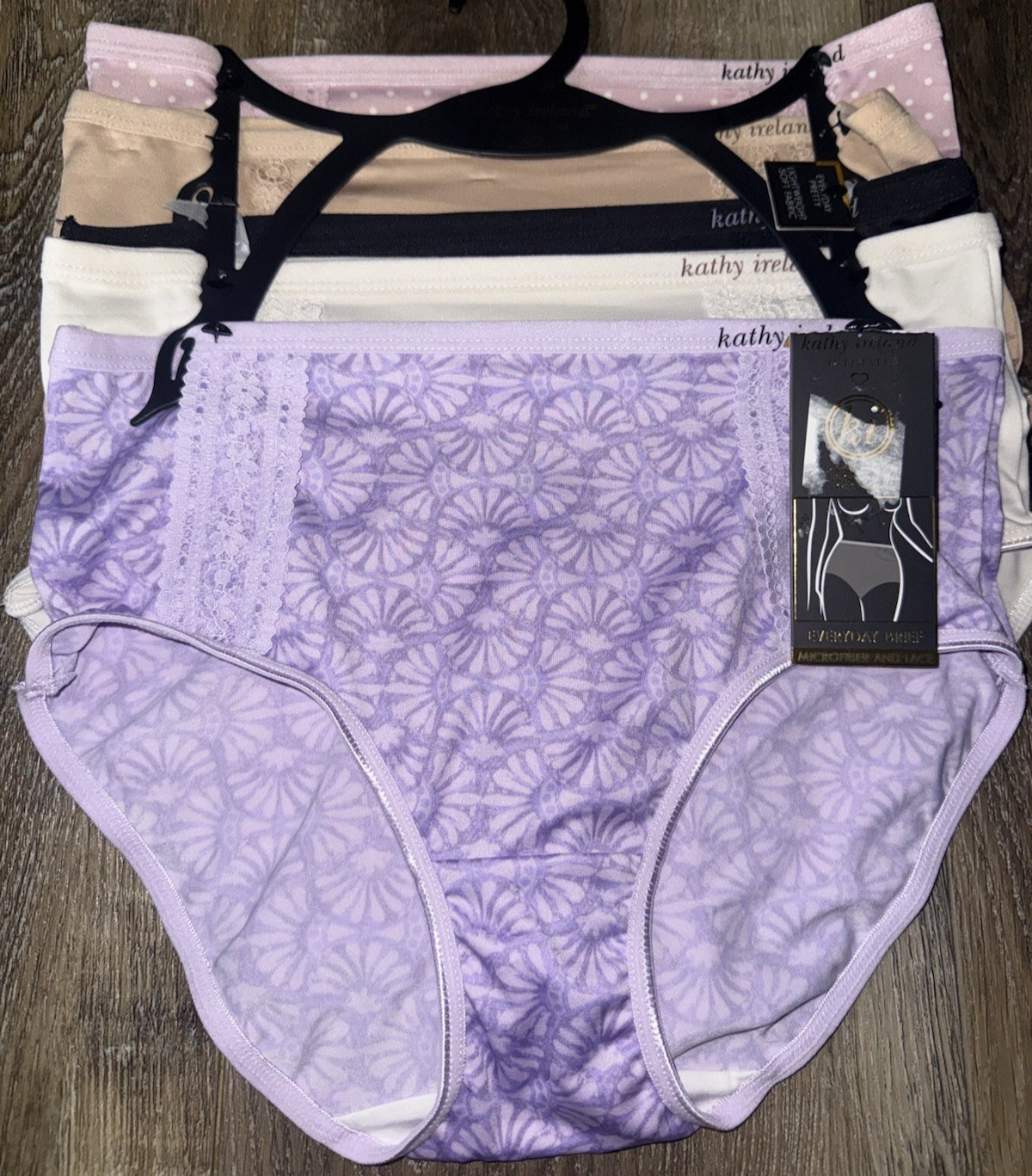 Kathy Ireland Womens Brief Underwear Panties Multicolor 5-Pair Polyester (A) ~ M