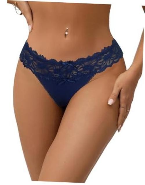 Women’s Sexy Cheeky Silk Thong Panties Tangas Plus X-Large-XX-Large 1pcs-blue