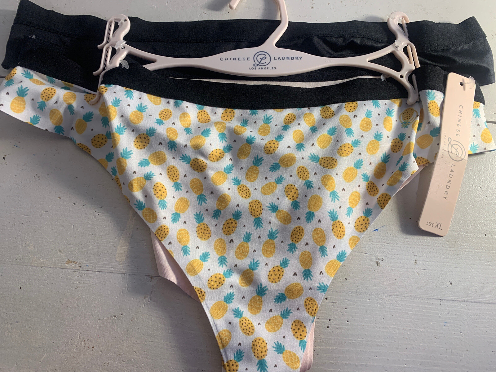 Chinese Laundry Los Angeles Thong Panties 3 Pack Size XL Multicolor Pineapples