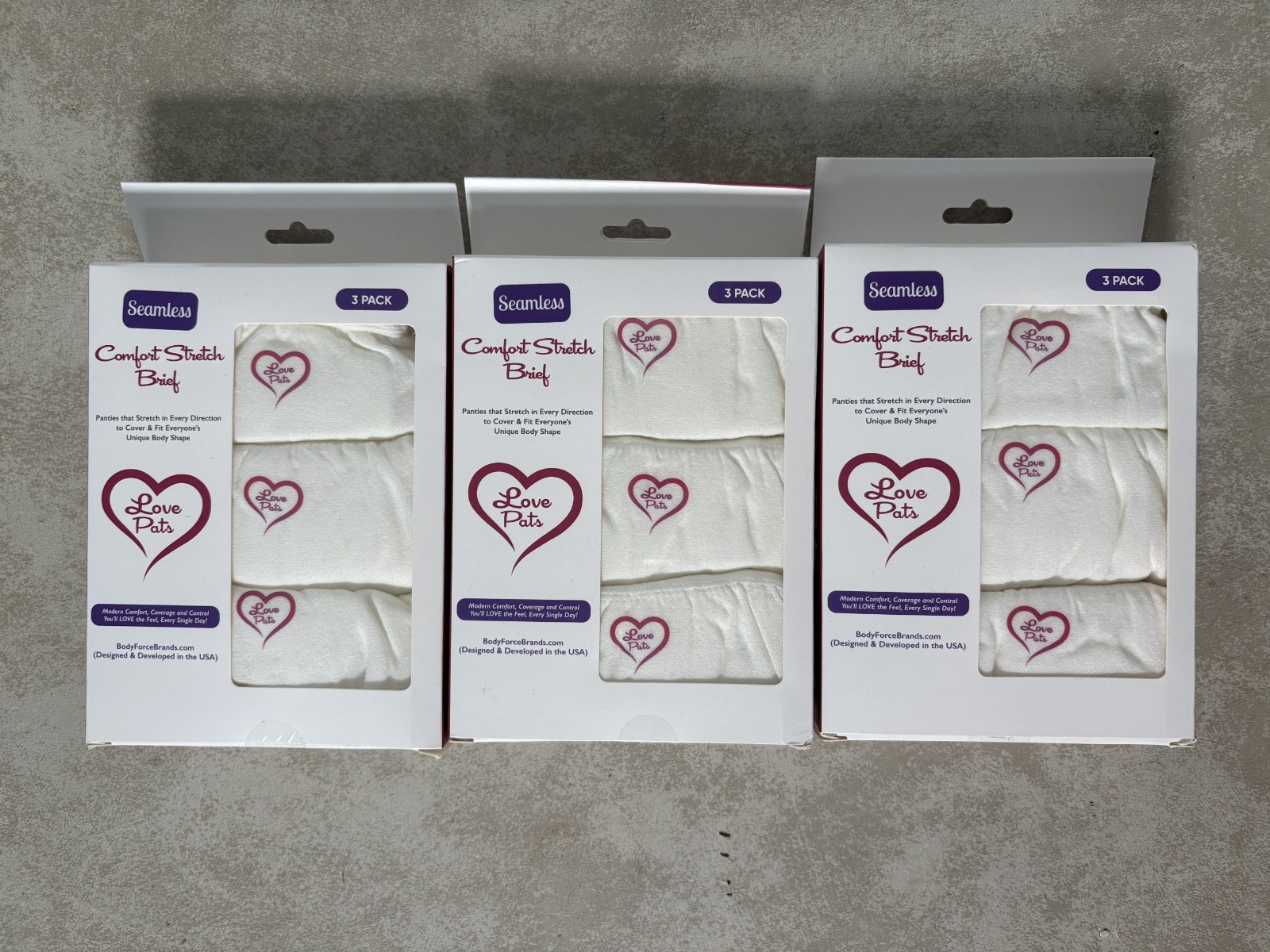 LovePats Comfort Classic Stretch Brief White Panties Women Sz. 11-14 – Lot of 3