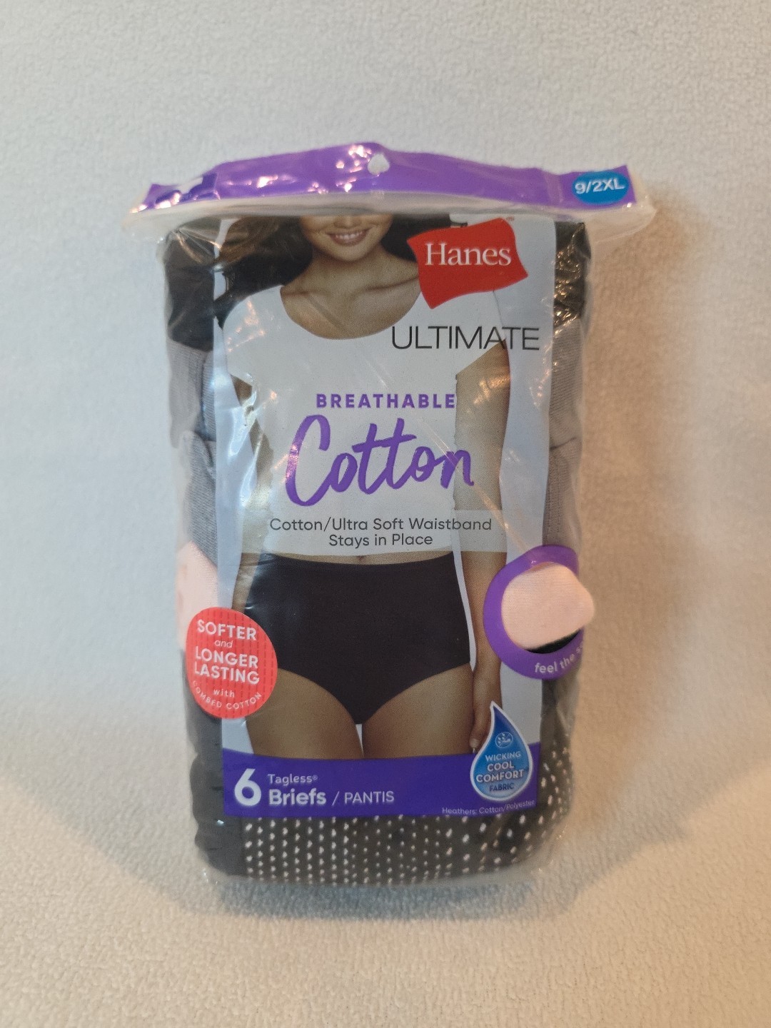 Hanes Ultimate 6-Pair Women’s Briefs Underwear Cotton Breathable Multi Size 9/2X