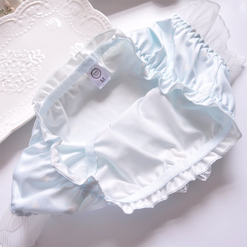 1/4x Womens Lace Ruffle Knicker Milk Silk Lolita Bikini Frilly Panties Underwear