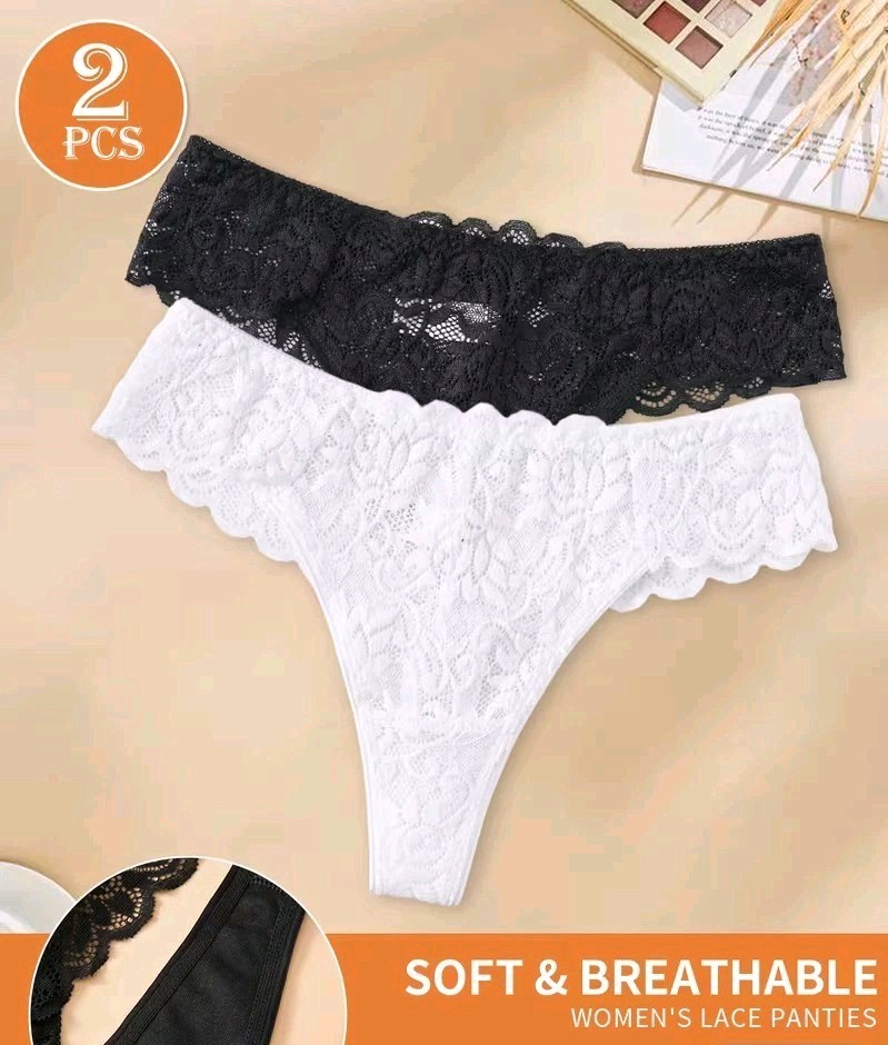 LADIES – TWO SUMMER SOFT IN LACE PANTIES UK 8/10
