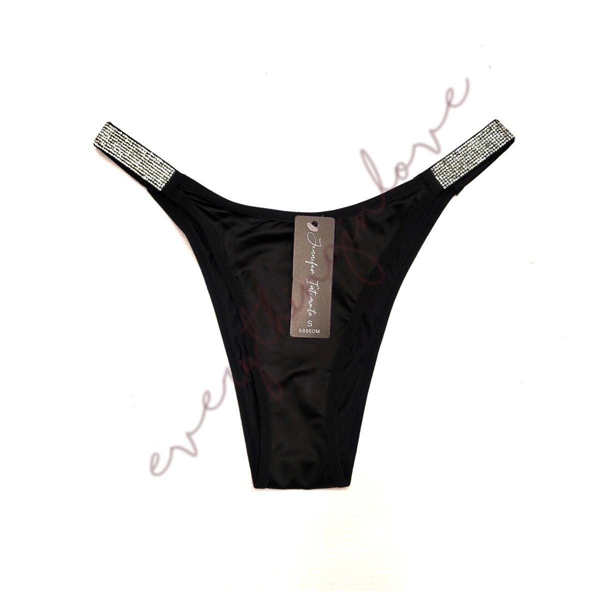 Brilliant Rhinestone Straps Shiny Satin Cheeky Knicker Brazilian Thong Panties