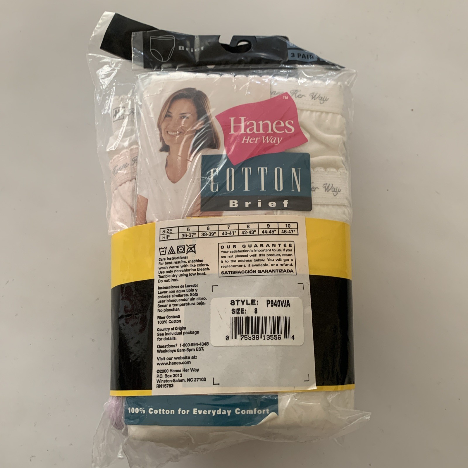 Vintage Hanes Womens Cotton Briefs Underwear 9 Pair pack Size 8 2000 Y2K NIP NEW
