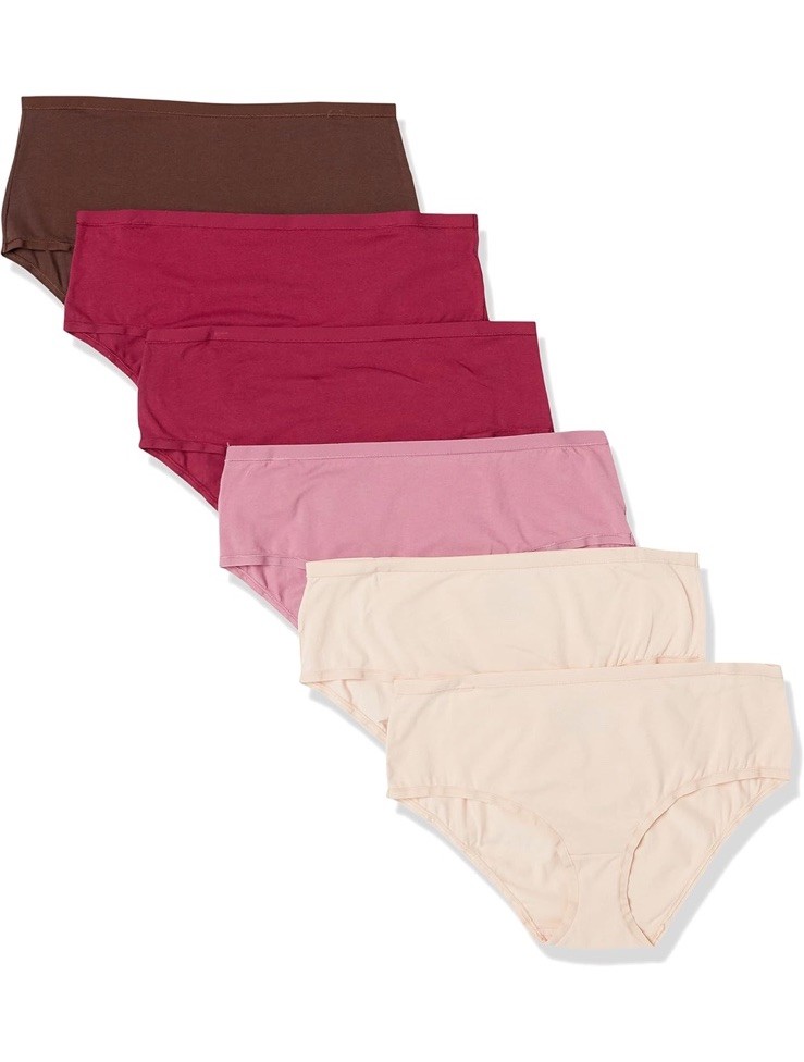Amazon Essentials 4XL Plus Size Six Pack Neutral Cotton Midi Brief Panties NEW
