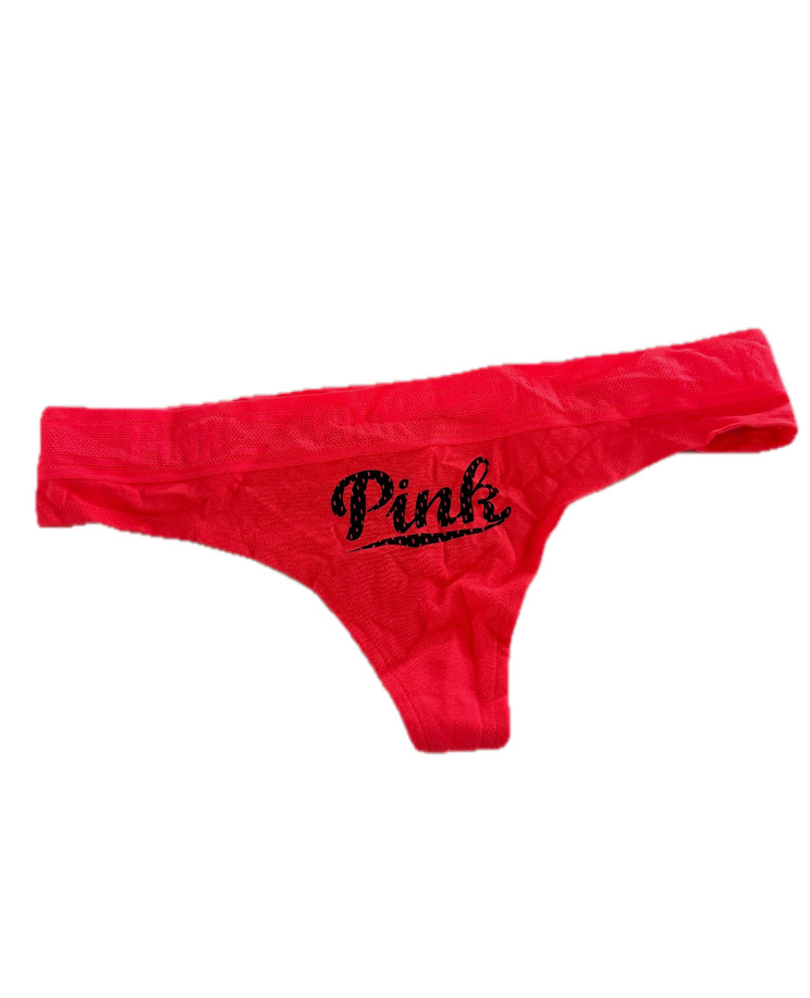 Victoria’s Secret PINK Mesh Waistband Thong Panty Neon Coral