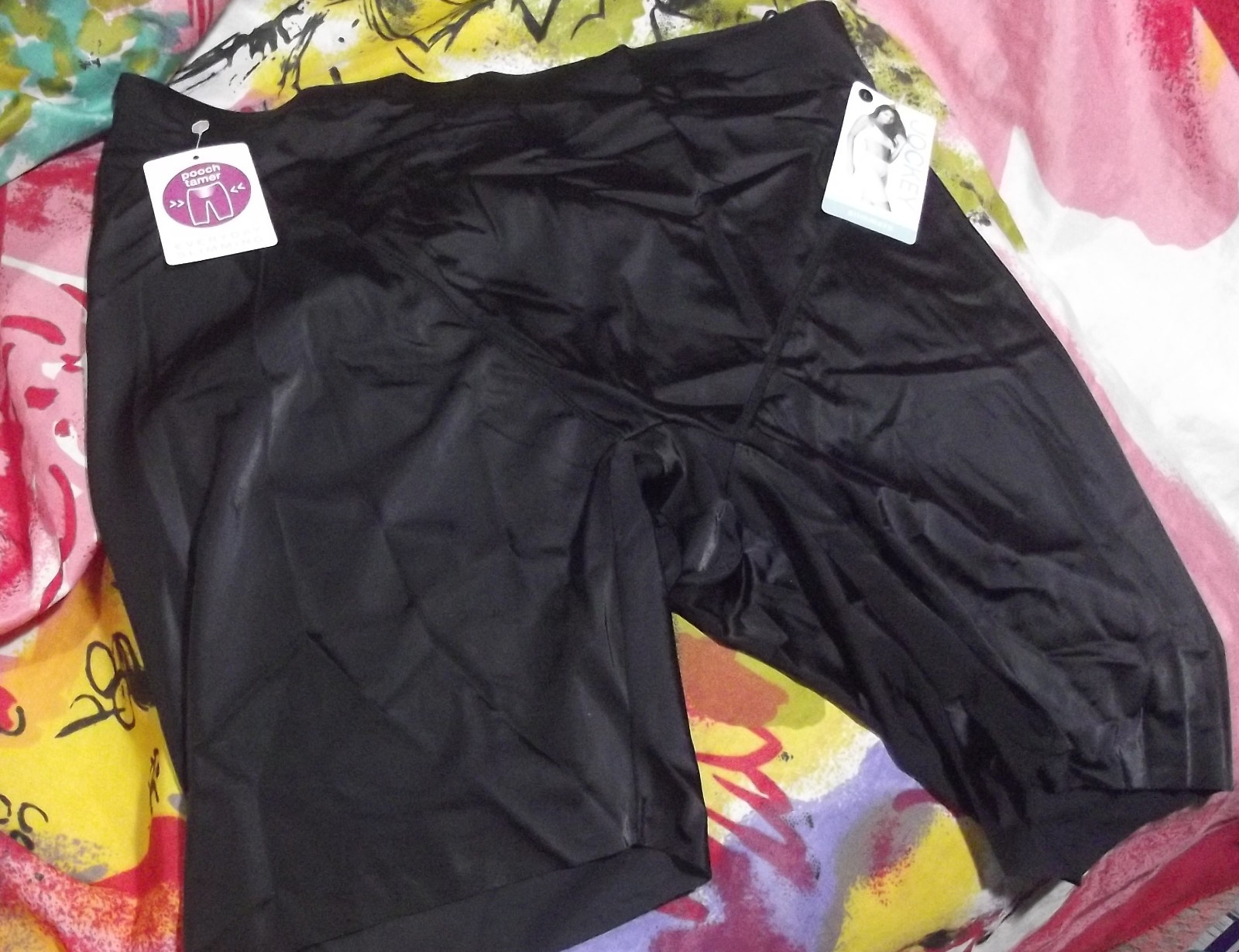 NEW JOCKEY SLIMMERS 004181 371 BLACK POOCH TAMER THIGH SLIMMER PANTIES L