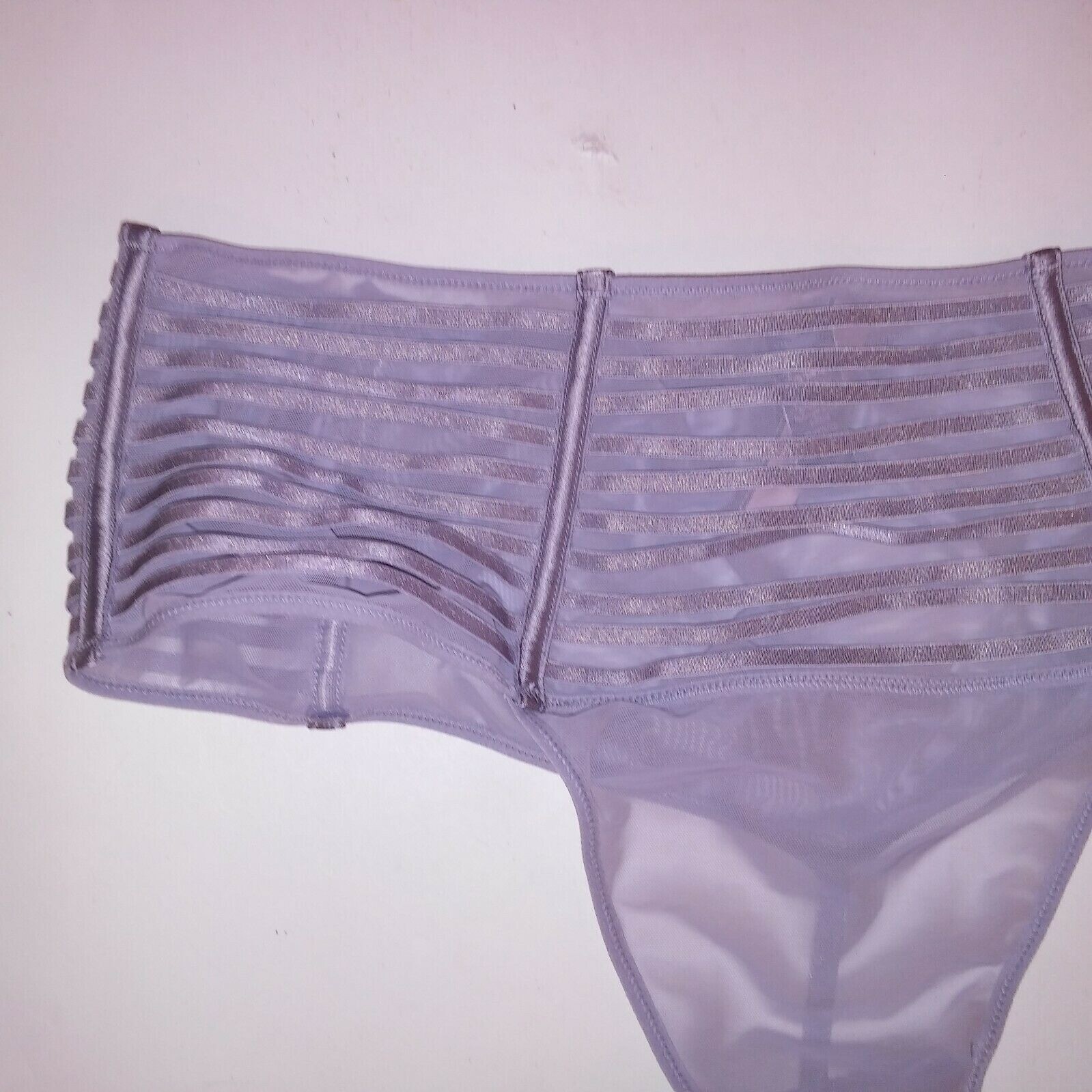 Victoria Secret Panty High Waist Thong Gray Sheer New