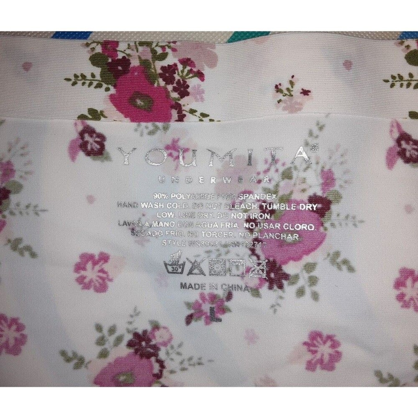 Youmita Carnation Bouquet Print Seamless Laser Cut Panty NWT