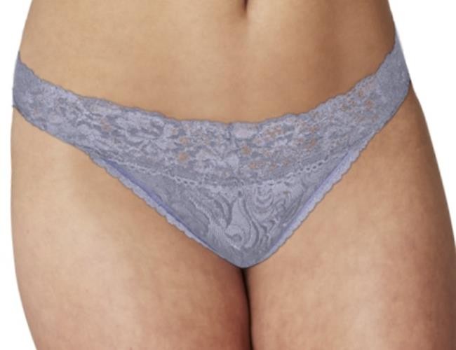 MAIDENFORM Luxurious Stretch Lace Silver Blue V Waist Bikini Panty Womens S XL