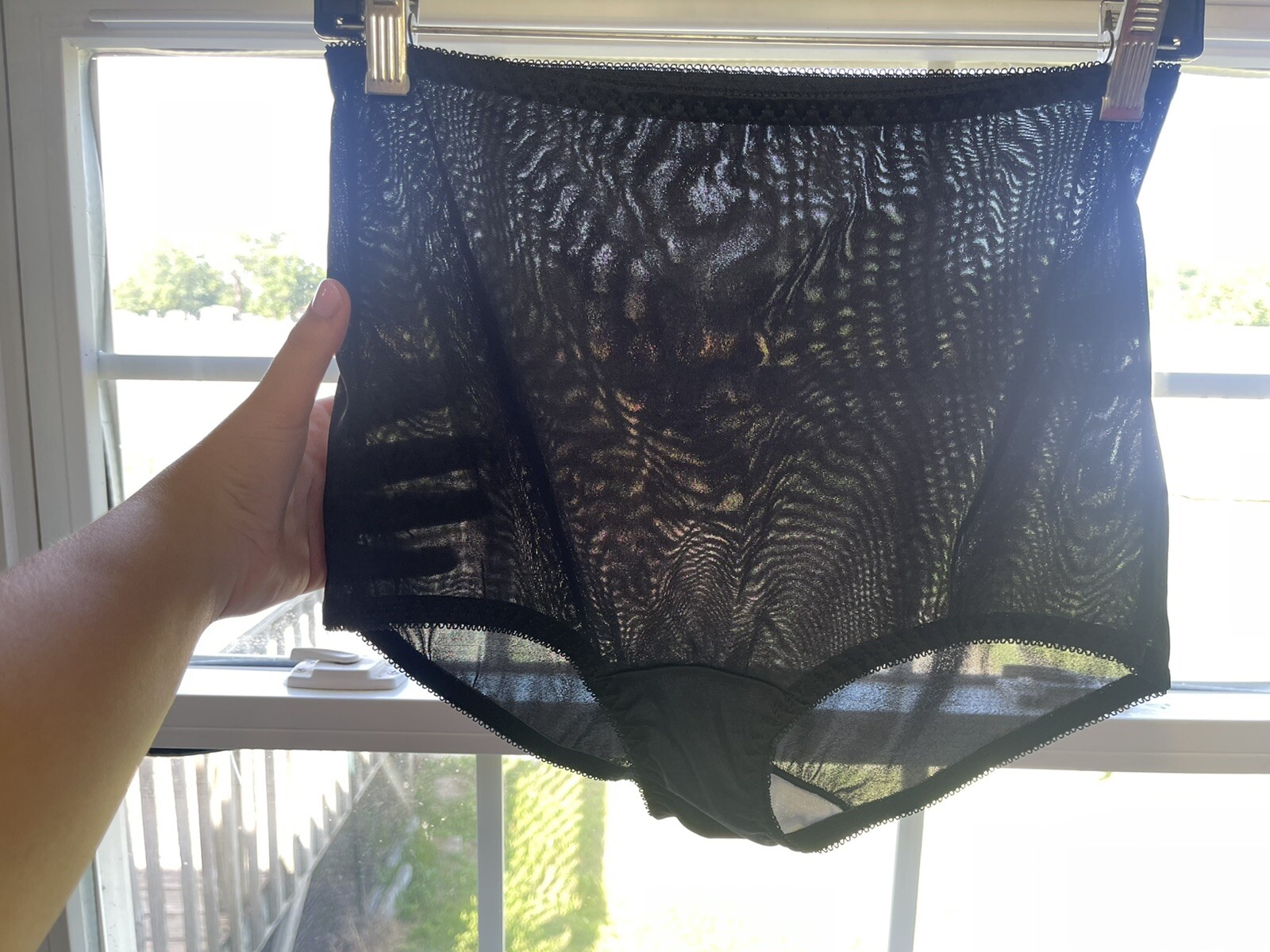 ✅Vtg ✅Nylon Panties ✅Granny High Waisted ✅Cotton Crotch ✅Black ✅Sz 36 ✅Silky