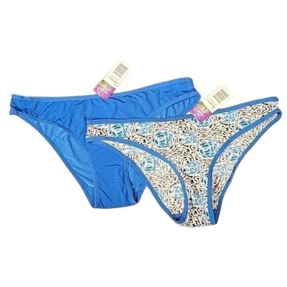 NWT Hers by Herman Blue/Blue Animal Print 2-Pack Hipster Panties. Sizes M & XL.