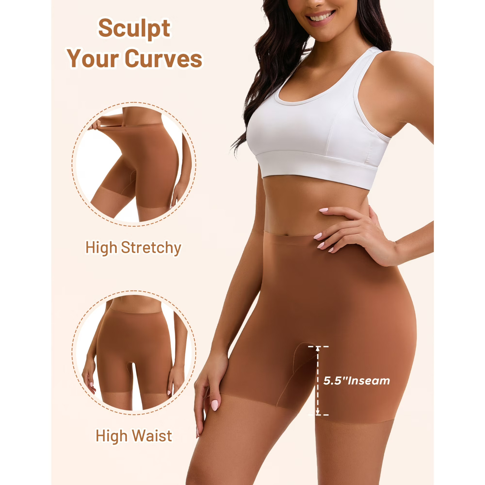 Seamless No Show Slip Shorts for Women High Waisted Underwear 3 Pack 2XL XXL