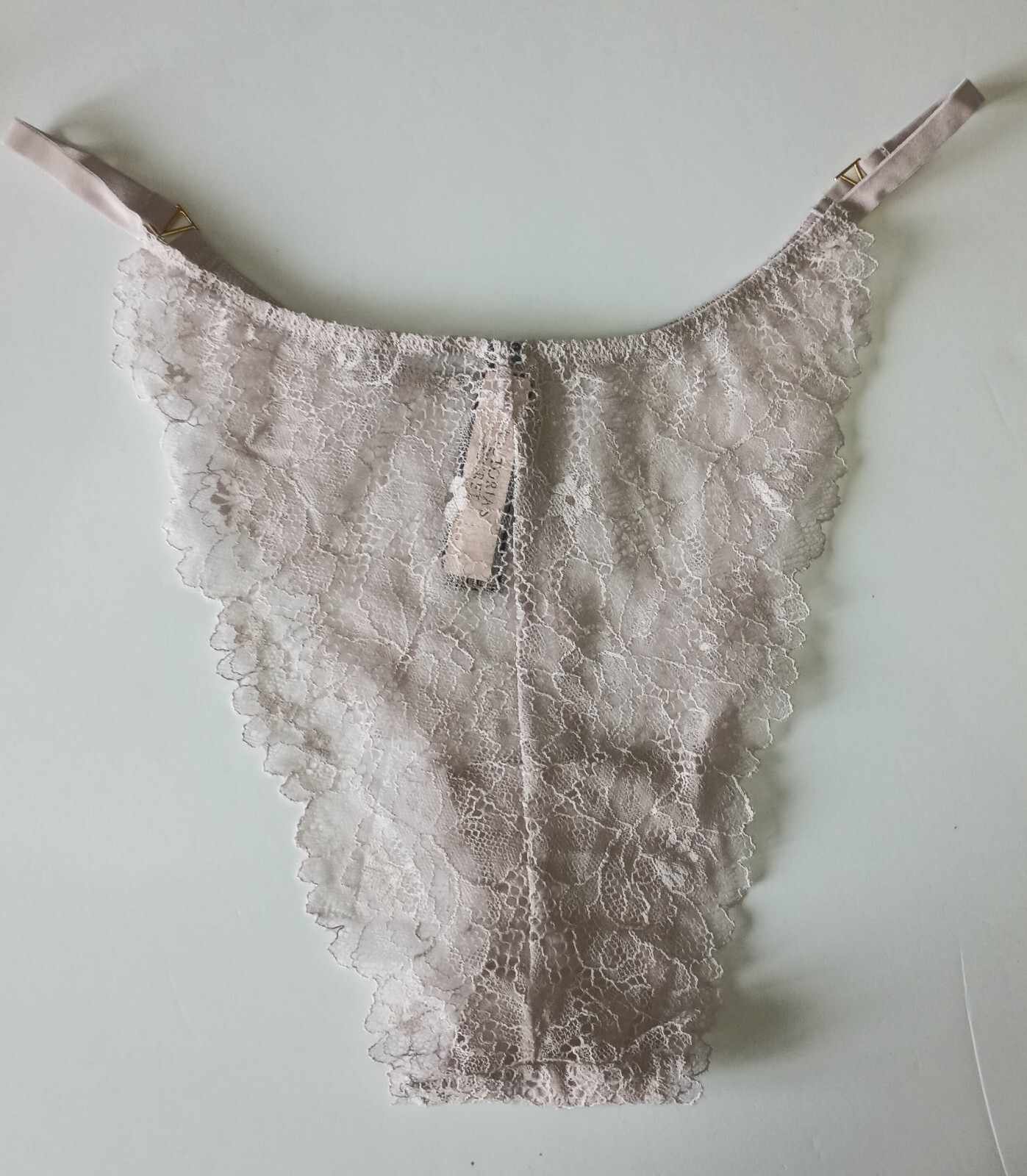 Victoria’s Secret Very Sexy Lace Brazilian Pale Berry Logo Gold Hardware XL