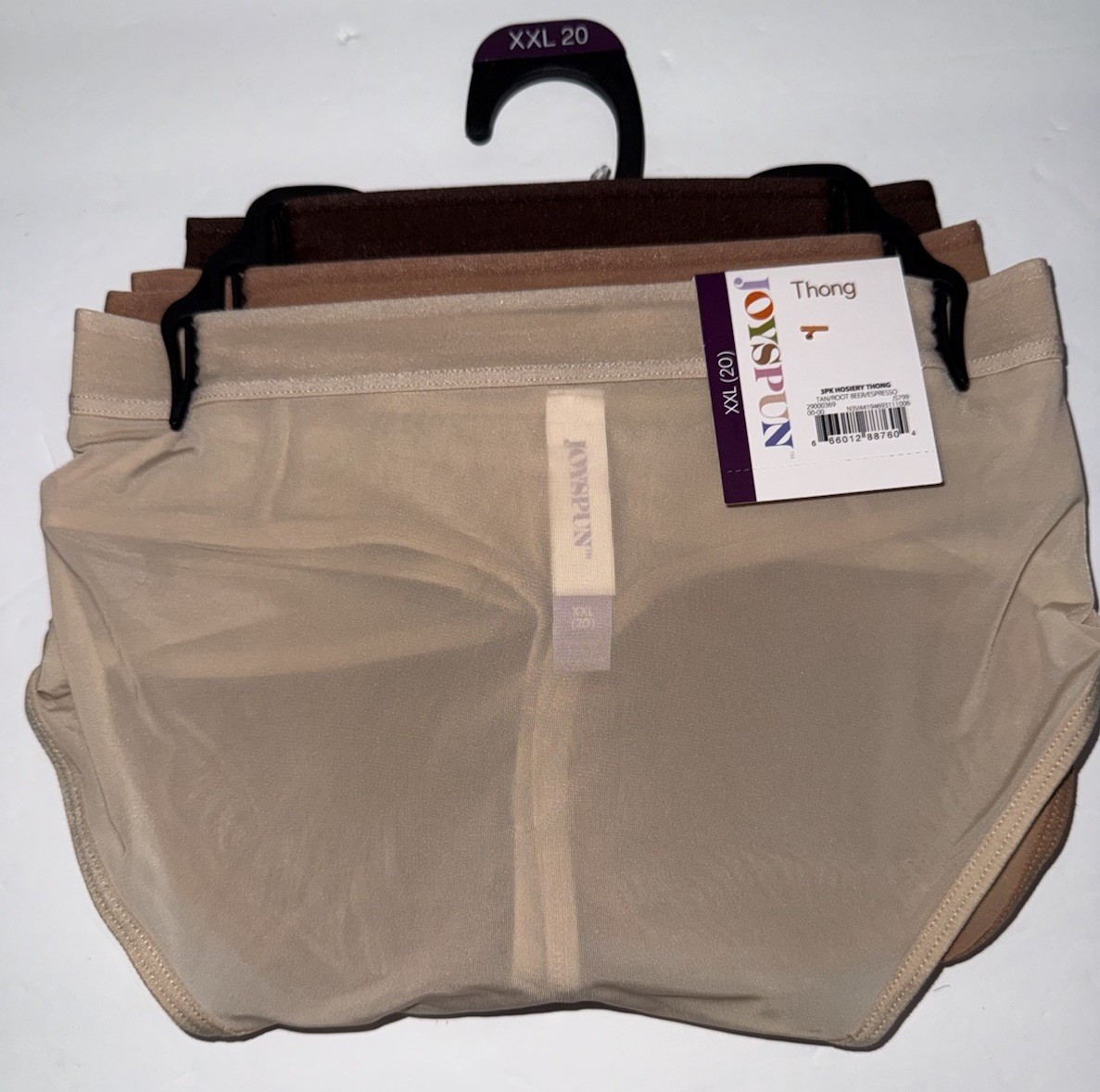 Women’s Joyspun 3 Pack Thongs Brown, Tan, Cream Size XXL (20)