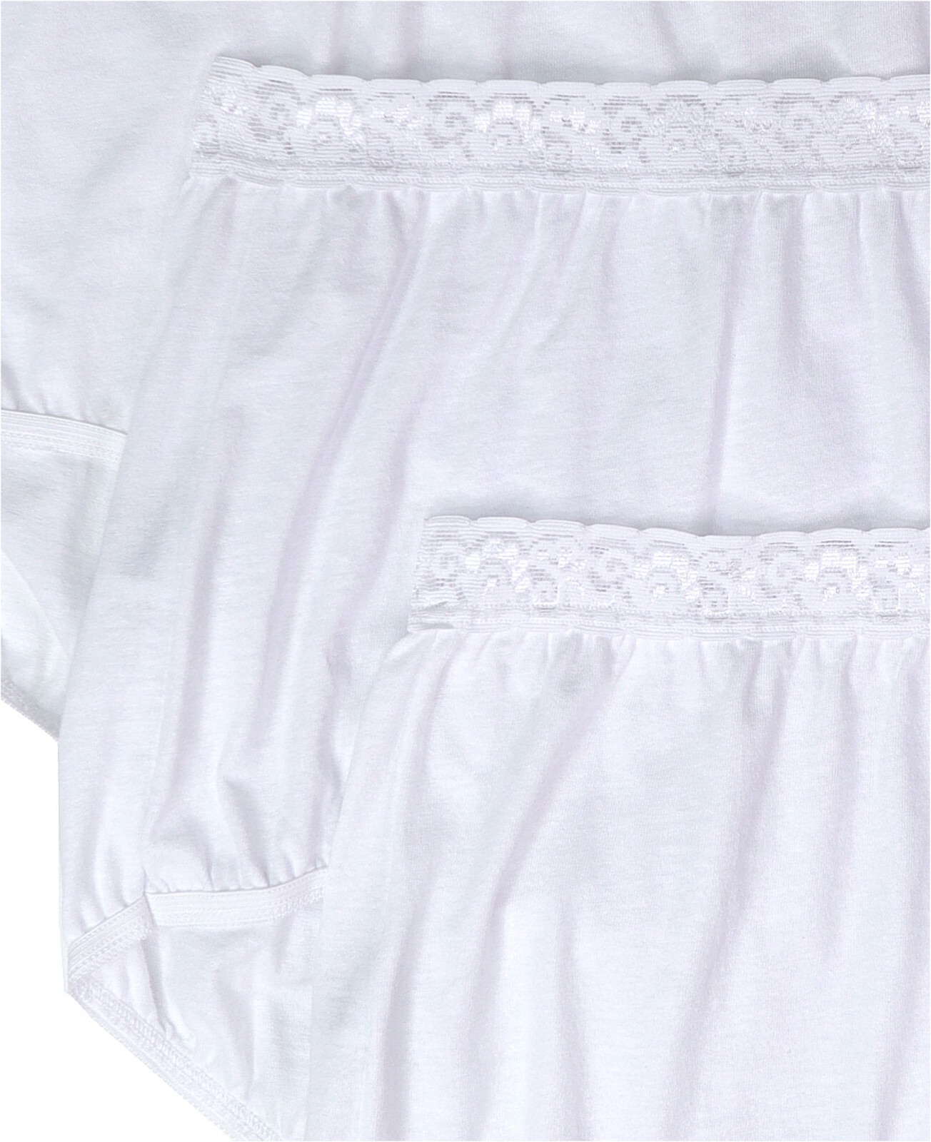 Dixie Belle Womens Underwear 15 White Cotton Brief Panties with Lace Waist 3 Pak