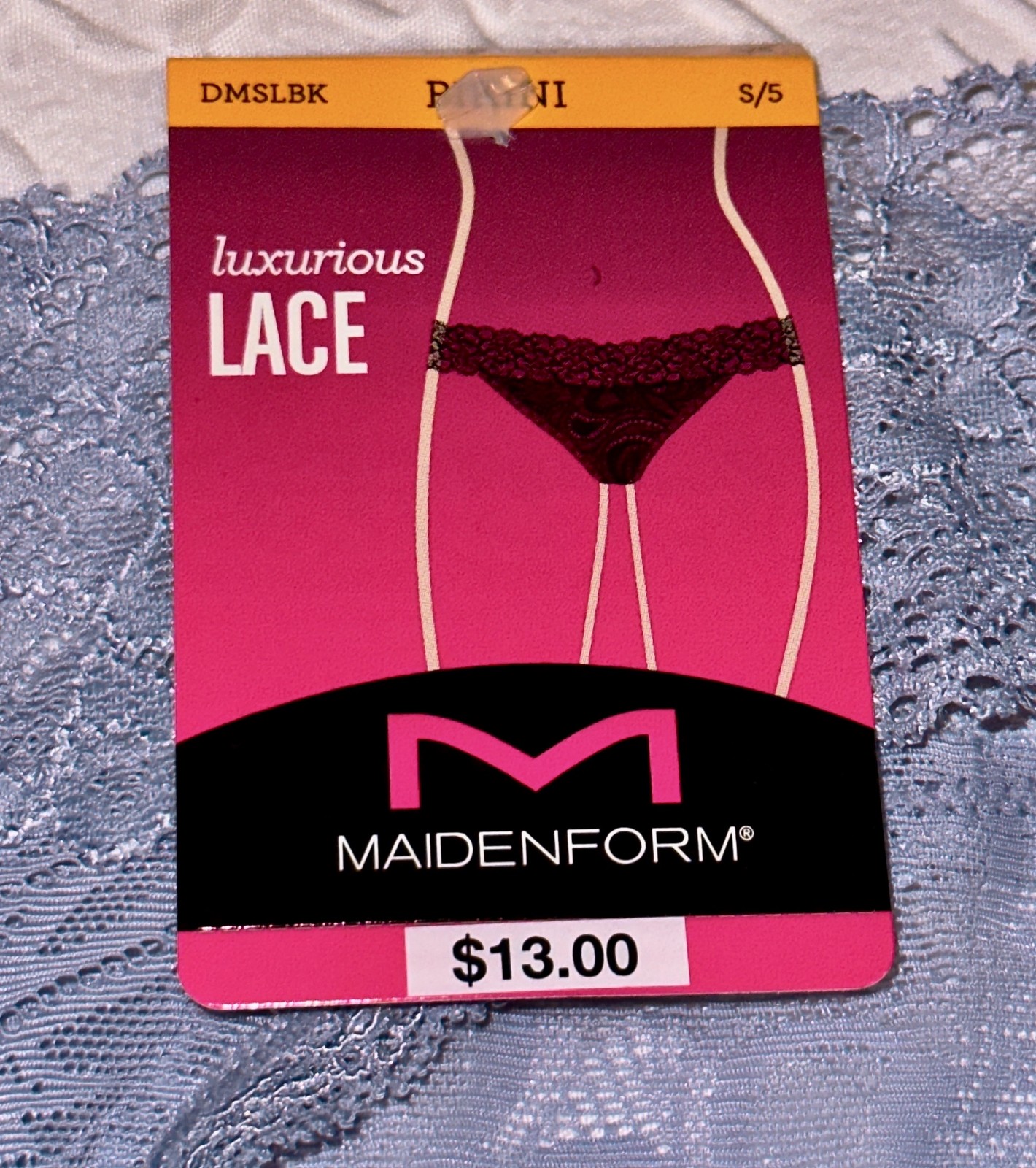 MAIDENFORM Luxurious Stretch Lace Silver Blue V Waist Bikini Panty Womens S XL