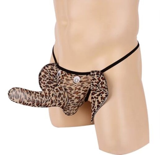 CCBFY 4-Pack Men Lingerie G-String T-Back Thongs Large-3X-Large Big Leopard 1pc