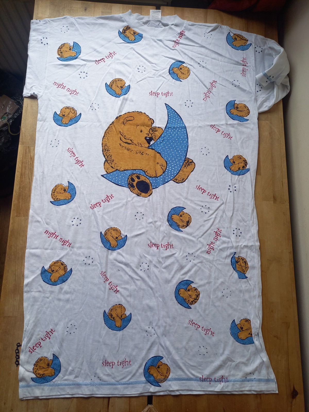 Teddy Bear Sleep Tight Pattern Summer Lightweight Nightshirt ONESIZE 100% COTTON