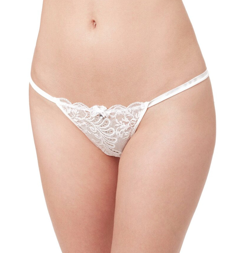 Le Mystere White ‘Sophia’ Lace Thong, Women’s Size L L2019
