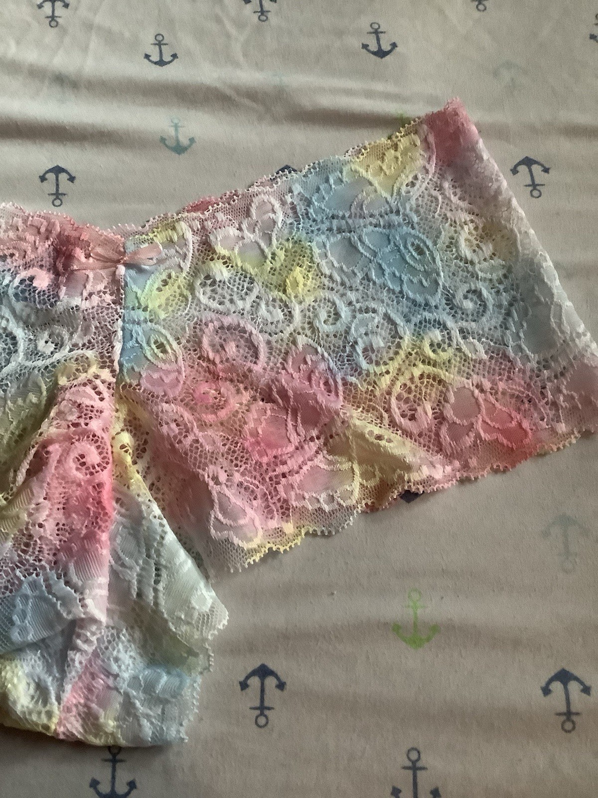 Women’s Gradient Butterfly Cheeky Panties Multicolor Lace Floral Bow 7pk Large