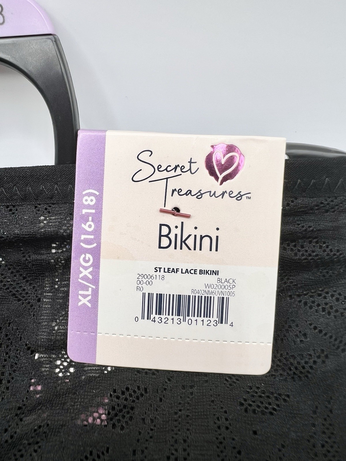 NEW Secret Treasures Black Leaf Lace Bikini Panties Women’s Size XL (16-18) NWT