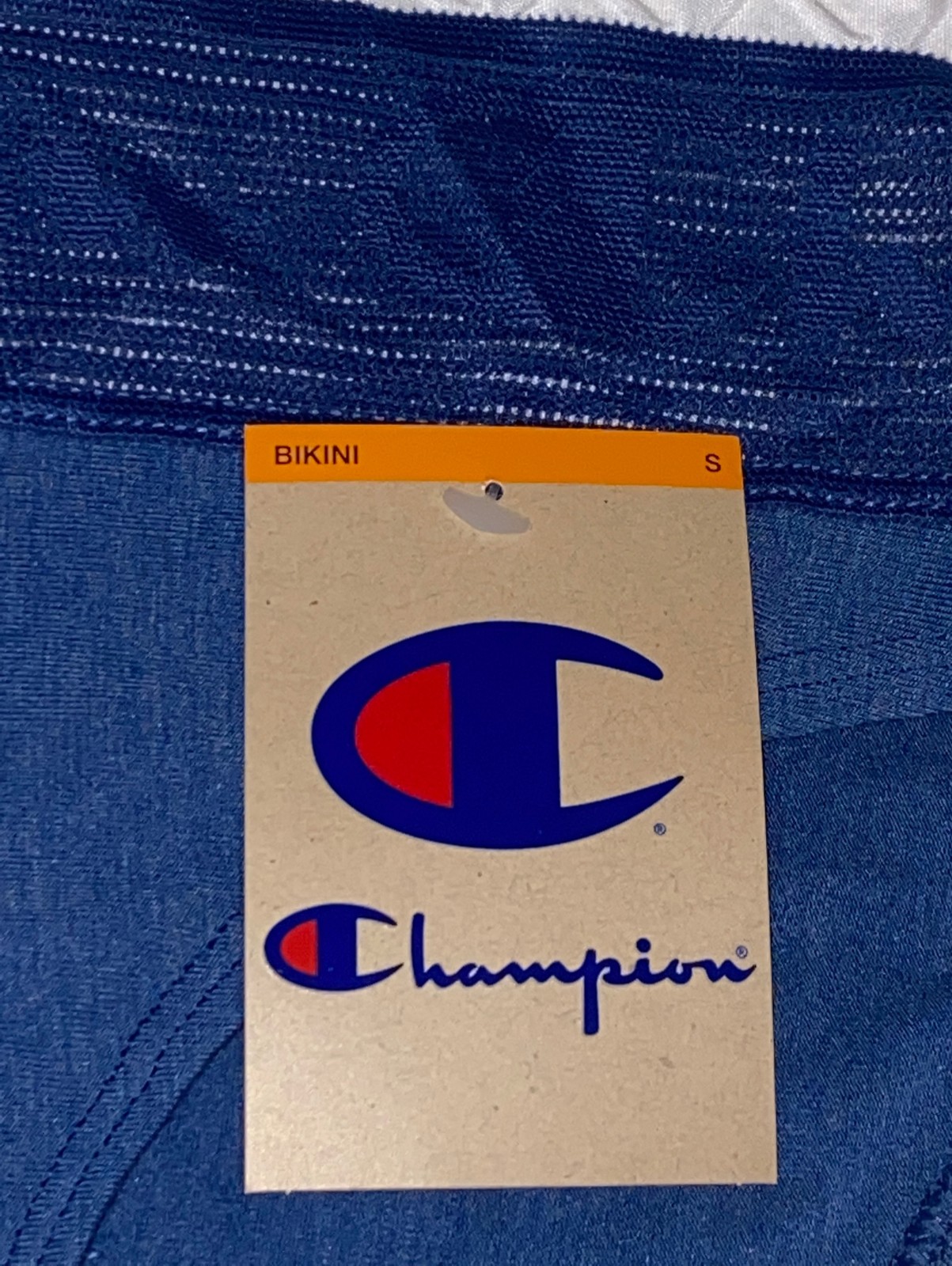CHAMPION Wide Lace Logo Waistband Reg Navy Heather Bikini Panty Womens S M L XL