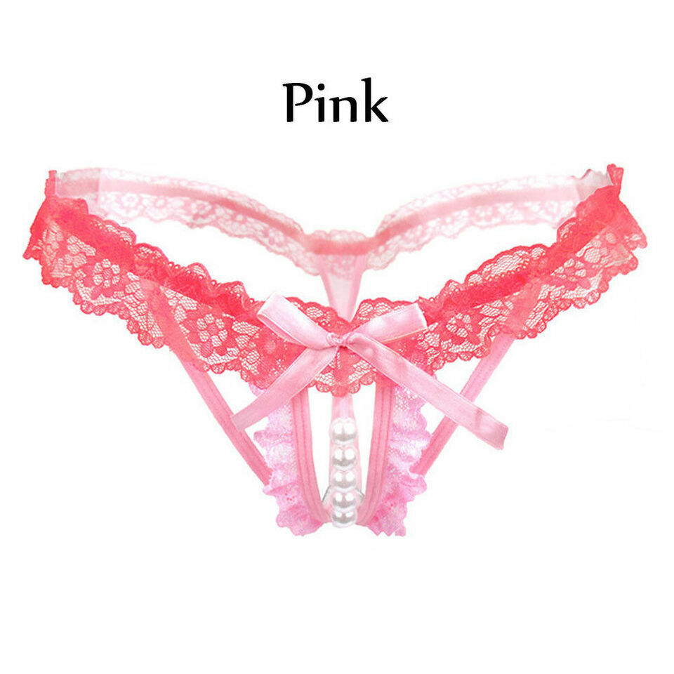 Sexy Womens Crotchles Pearl Panties Lace Thongs G-string Underwear T-back Panty