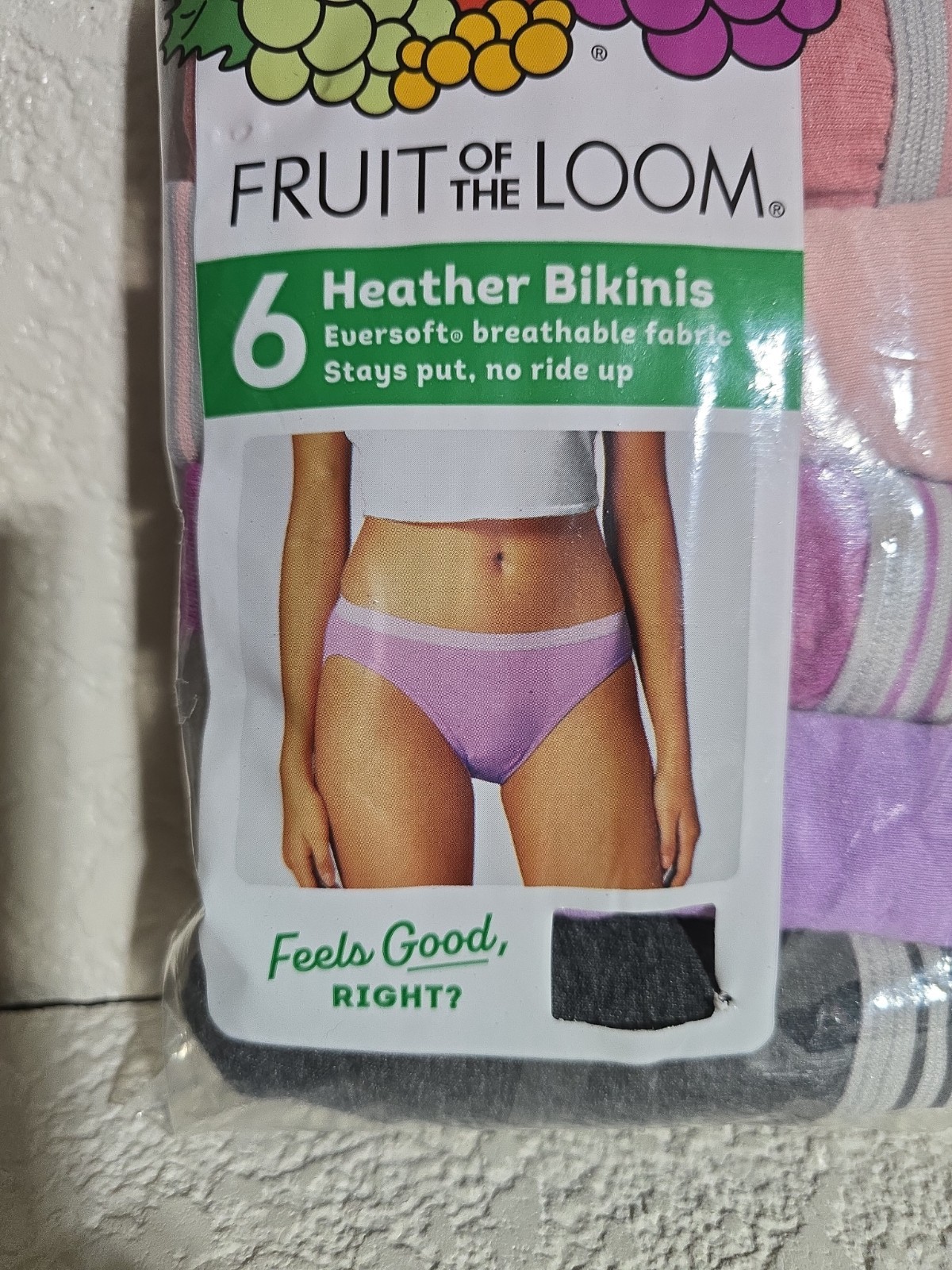 FRUIT OF THE LOOM HEATHER BIKINIS MULTI COLOR PANTIES 6 PAIRS WOMEN’S SIZE 9/XL