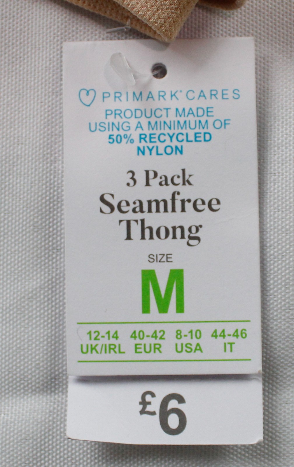 Primark Women’s 3-Pack Seamless Nylon Thongs DH3 Taupe Medium
