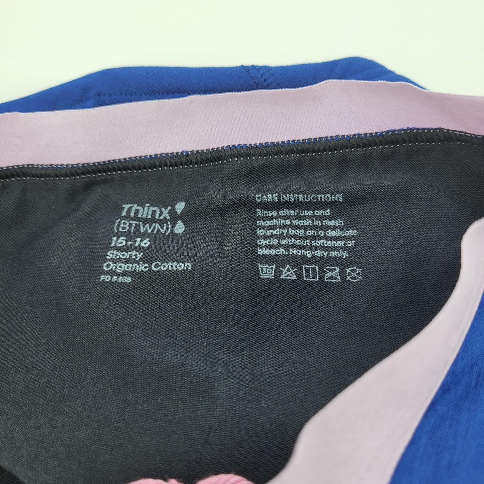 NWT Thinx Shorty Blue Period Underwear Boy Short Size 15-16 Years Teens