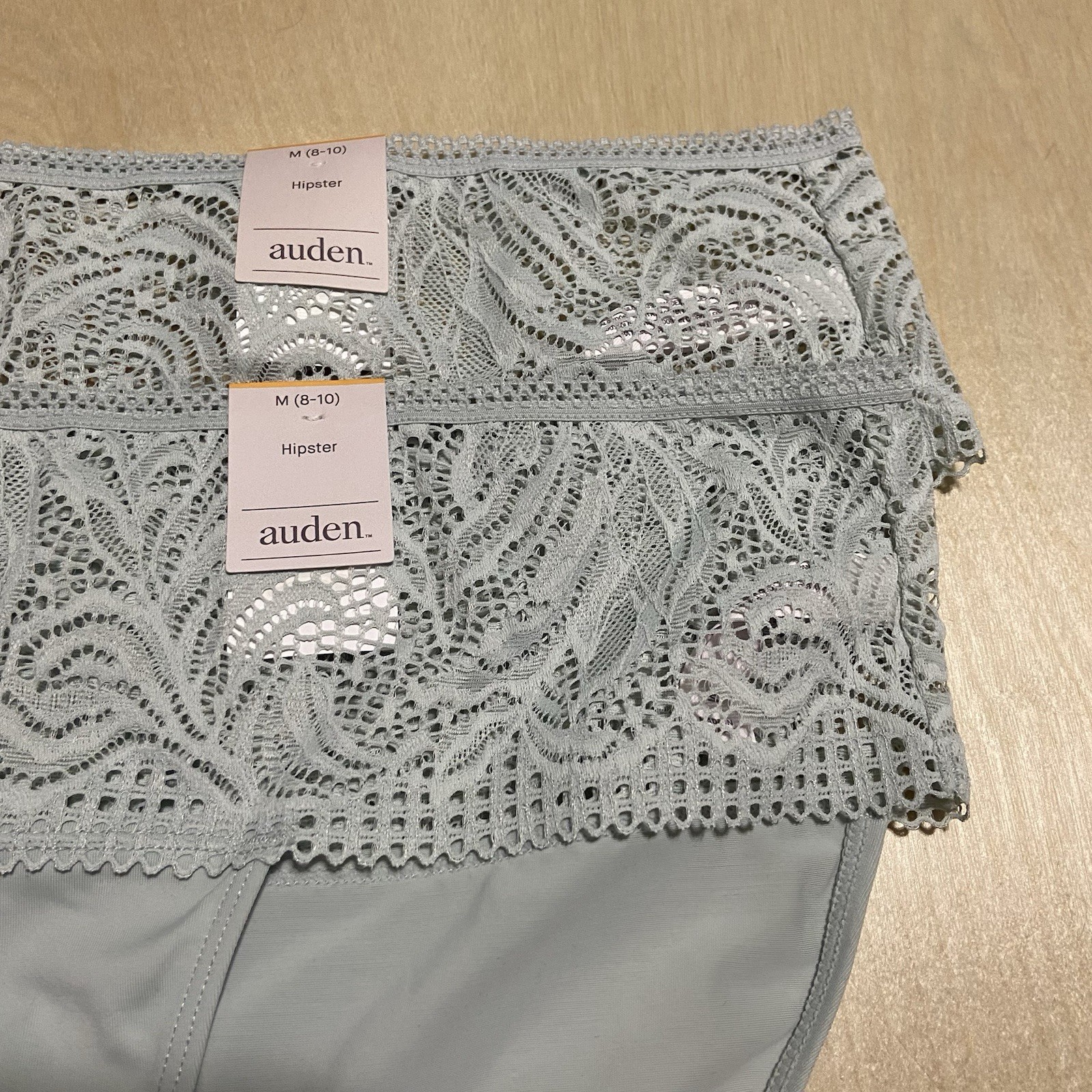 Auden Women’s Size Medium (8-10) Lace Floral Soft Hipster Panties in Blue 2 Pack