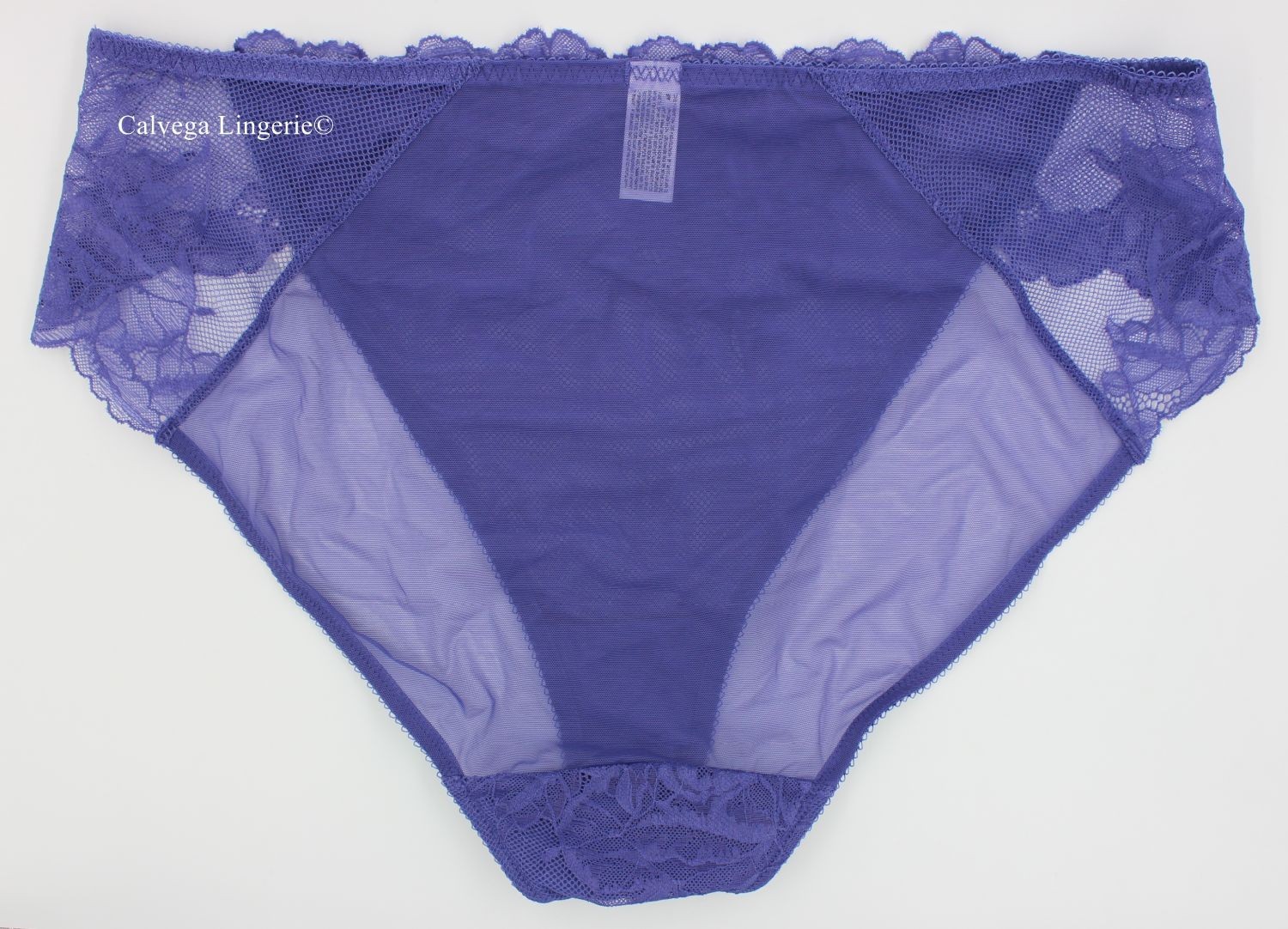 NWT Wacoal 841384 Vivid Attraction Embroidered Mesh Hi Cut Brief Panty Purple XL