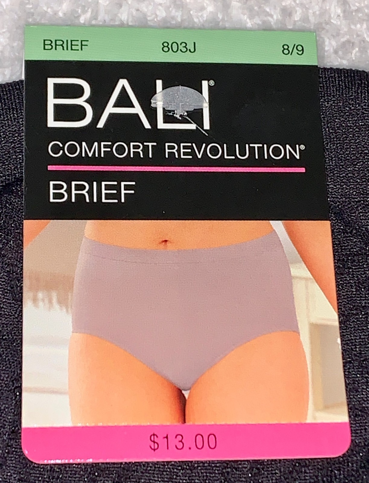 BALI Comfort Revolution Seamless Damask Black Brief Panty Womens 6 7 8 9 10 11