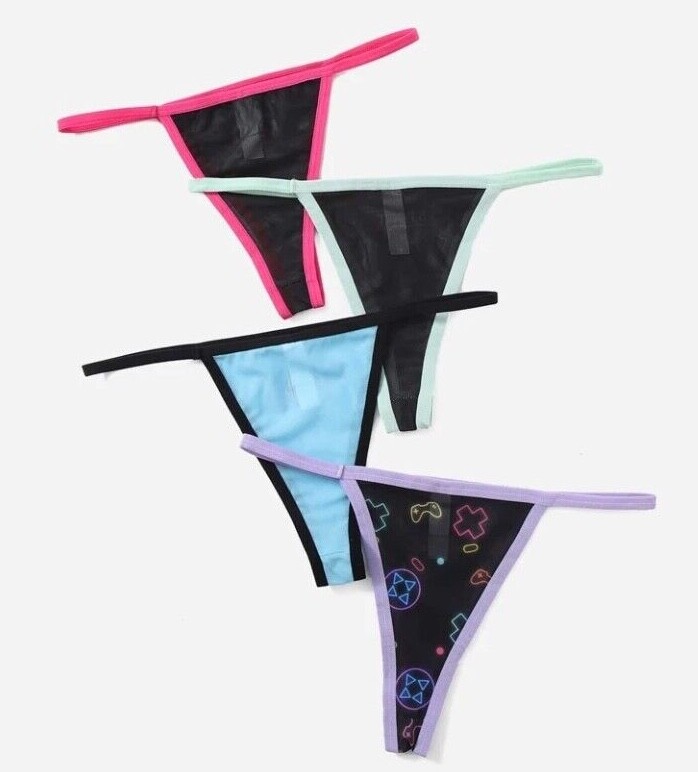 Womens Size 6-8-10-12-14-16 Gamer Gothic Anime Thong Knickers Underwear S M L XL