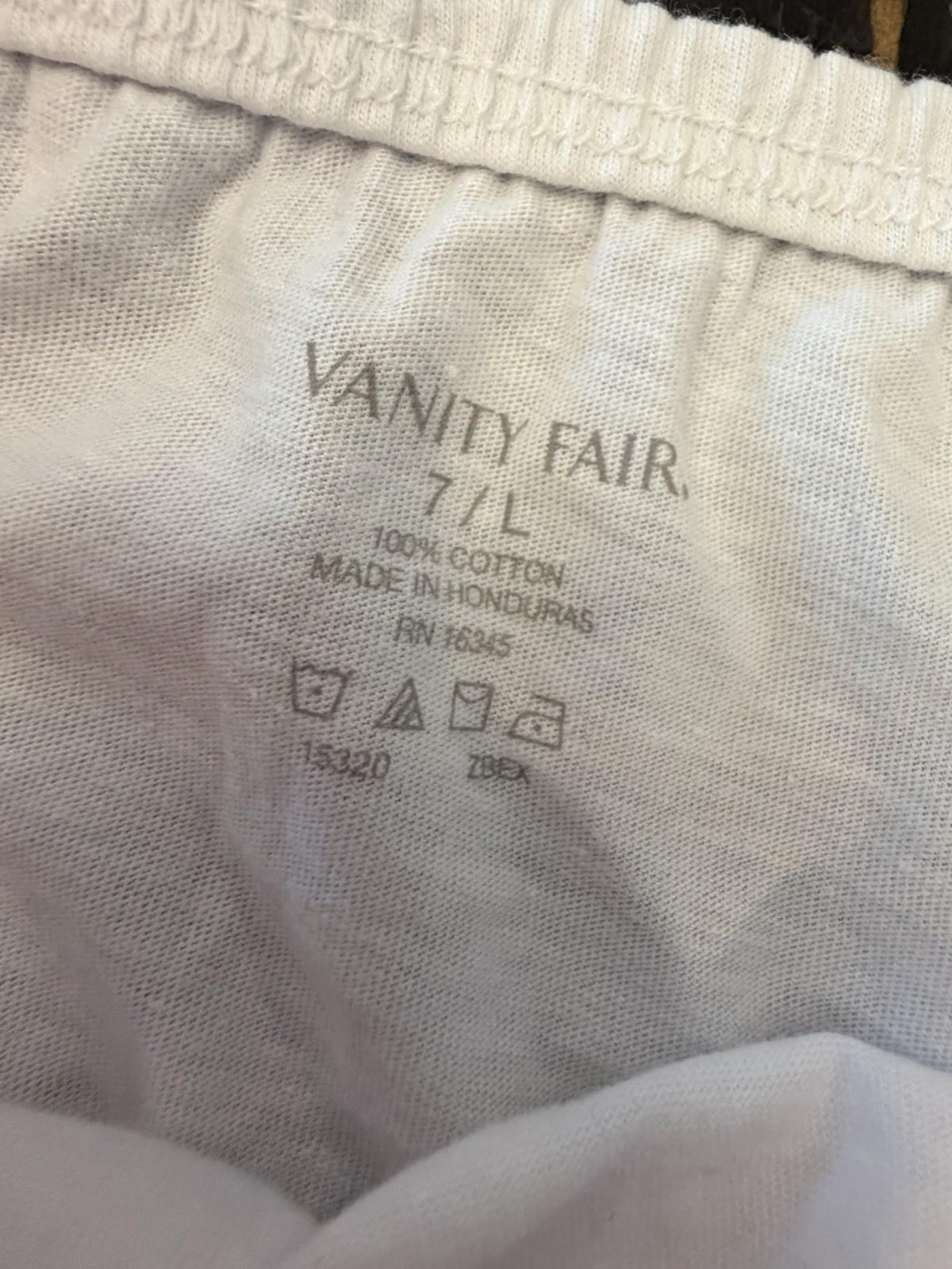 Vanity Fair Perfectly Yours Tailored Cotton Brief White Size 7 Large 15320 NEW