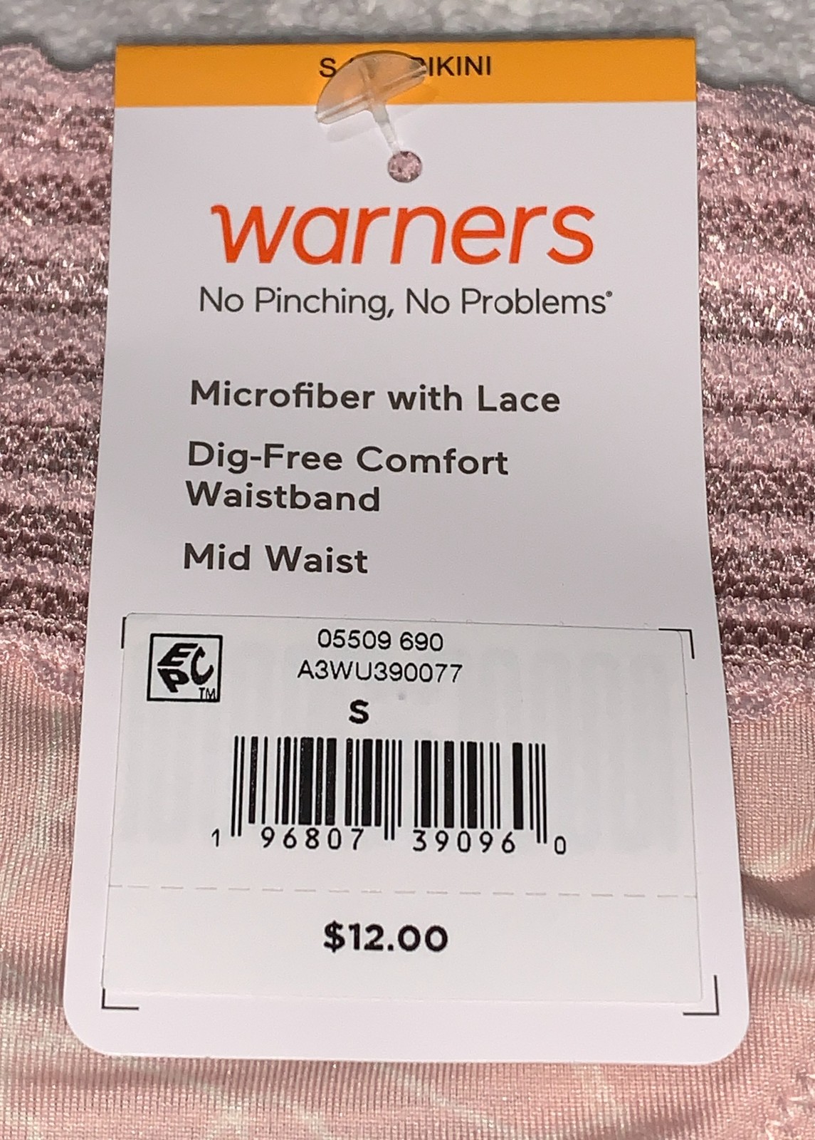 WARNERS No Pinching No Problems Lace Blush Chalk Bikini Panty S M L XL 2XL 3XL