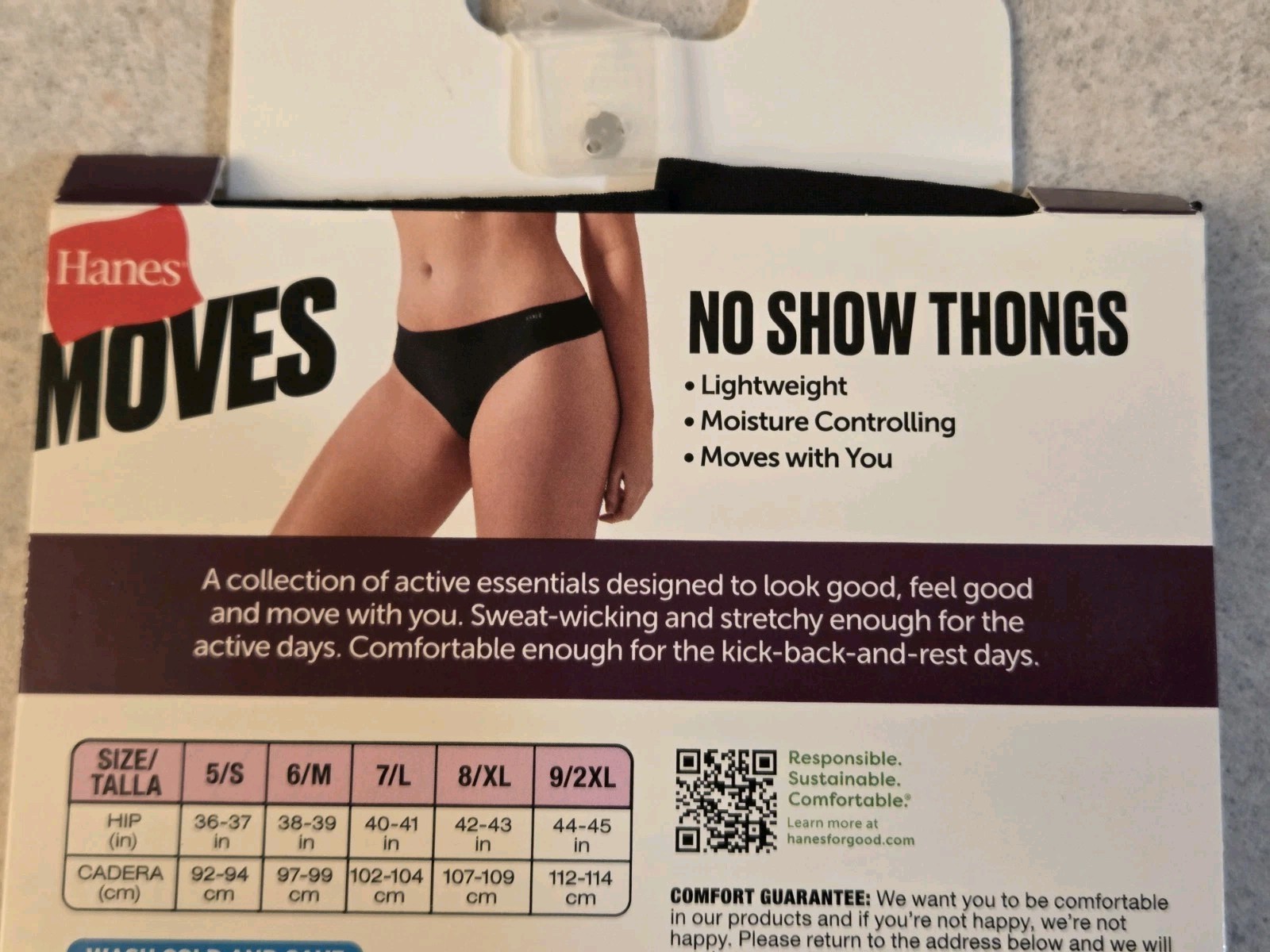 Hanes Women’s 9 2XL Moves No Show THONG Underwear 3 PAIR Black Beige Pink #10726